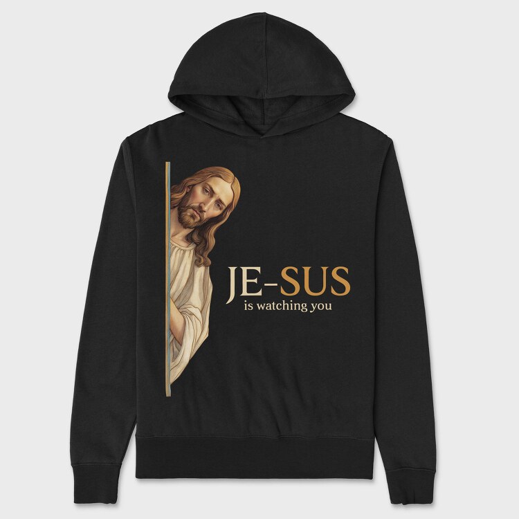Jesus Watching You, Hanorac Oversize Barbati (Unisex)