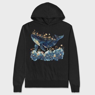 Whale Floral Dreams, Hanorac Oversize Barbati (Unisex)