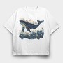 Whale Floral Dreams, Tricou Oversize Barbati (Unisex)
