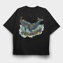 Whale Floral Night, Tricou Oversize Barbati (Unisex)