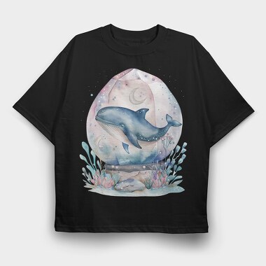 Whale In Glass Bubble, Tricou Oversize Barbati (Unisex)