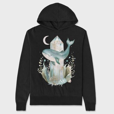 Whale Moon Crystal, Hanorac Oversize Barbati (Unisex)