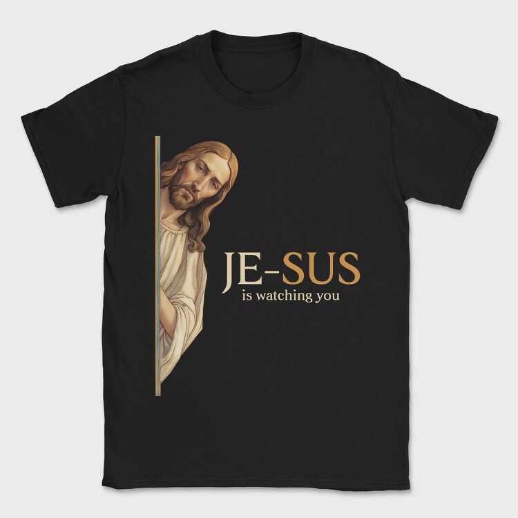 Jesus Watching You, Tricou Barbati (Unisex)