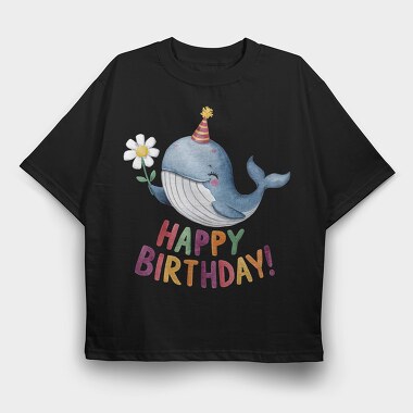 Whale Party Hat, Tricou Oversize Barbati (Unisex)