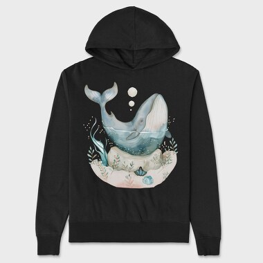 Whale Underwater Bubble, Hanorac Oversize Barbati (Unisex)