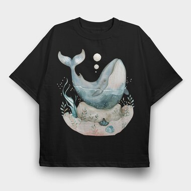 Whale Underwater Bubble, Tricou Oversize Barbati (Unisex)