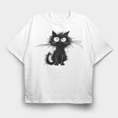 Whimsical Black Cat, Tricou Oversize Barbati (Unisex)