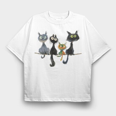 Whimsical Cats Group, Tricou Oversize Barbati (Unisex)