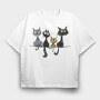 Whimsical Cats Group, Tricou Oversize Barbati (Unisex)