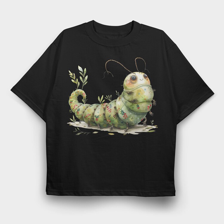 Whimsical Christmas Caterpillar, Tricou Oversize Barbati (Unisex)