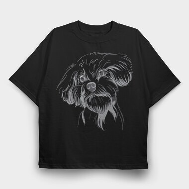 Cool Dog Illustration Doodle, Tricou Oversize Barbati (Unisex)