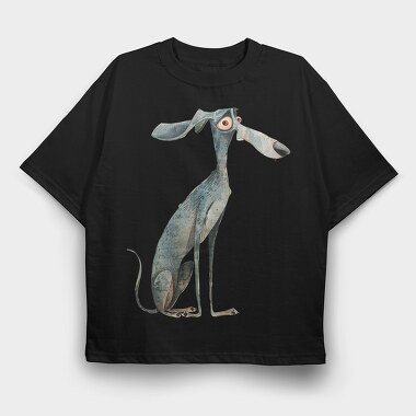Whimsical Dog Sit, Tricou Oversize Barbati (Unisex)