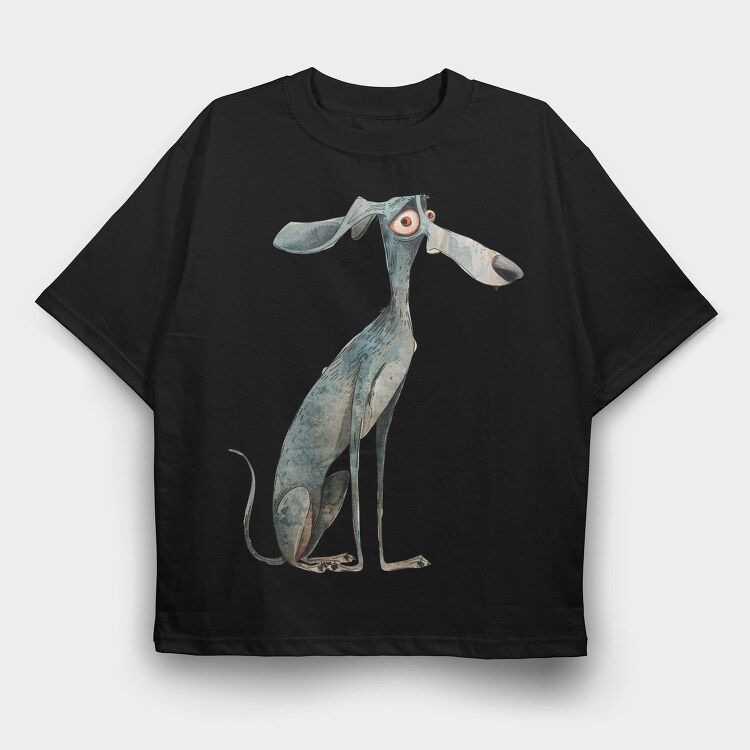 Whimsical Dog Sit, Tricou Oversize Barbati (Unisex)