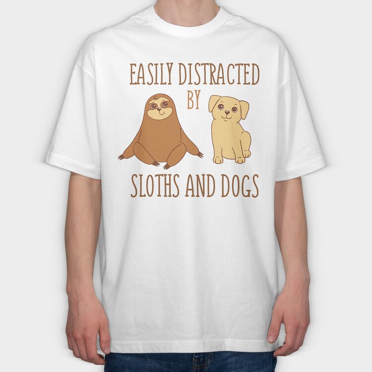 Distracted Sloths And Dogs, Tricou Oversize Barbati (Unisex)