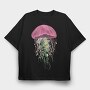Jellyfish and Flowers, Tricou Oversize Barbati (Unisex)
