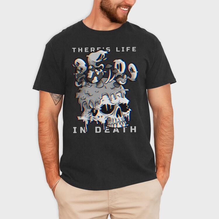 Skull With Cartoon Mushrooms Life In Death Tote, Tricou Barbati (Unisex)