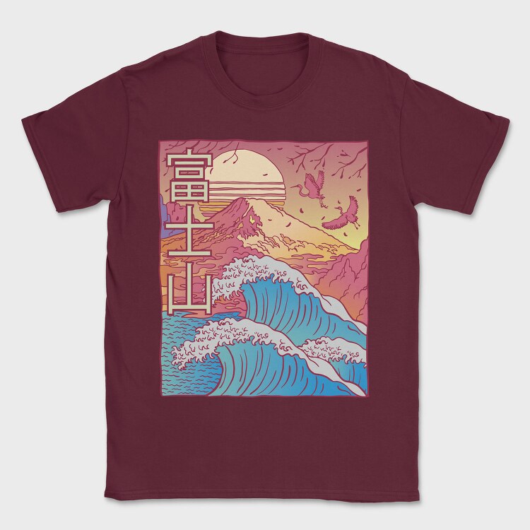 Japanese Vaporwave Big Wave, Tricou Barbati (Unisex)
