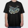 Whale Floral Night, Tricou Oversize Barbati (Unisex)