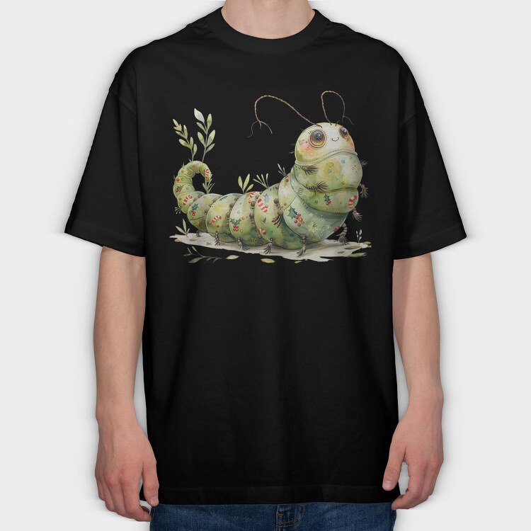 Whimsical Christmas Caterpillar, Tricou Oversize Barbati (Unisex)