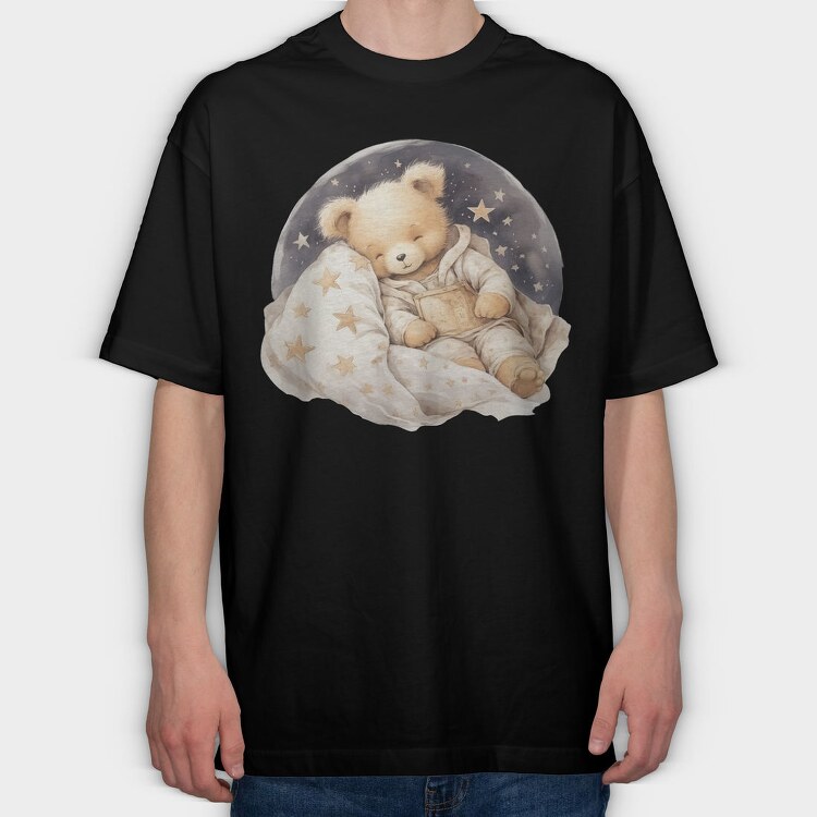 Watercolor Teddy Night, Tricou Oversize Barbati (Unisex)