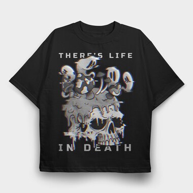 Skull With Cartoon Mushrooms Life In Death Tote, Tricou Oversize Barbati (Unisex)