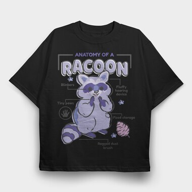 Raccoon Anatomy, Tricou Oversize Barbati (Unisex)
