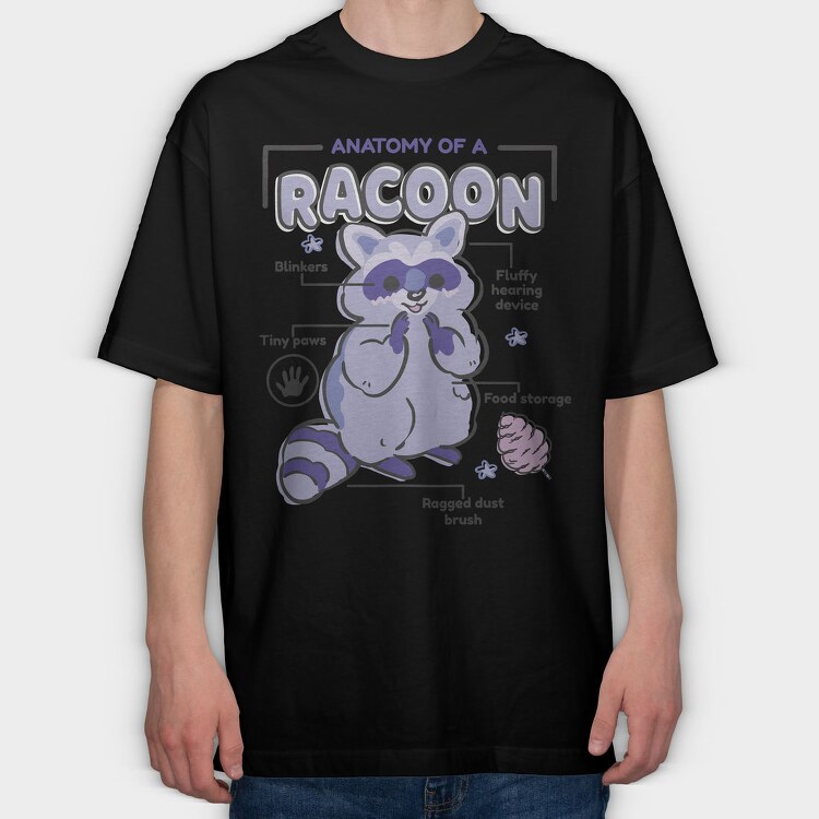 Raccoon Anatomy, Tricou Oversize Barbati (Unisex)