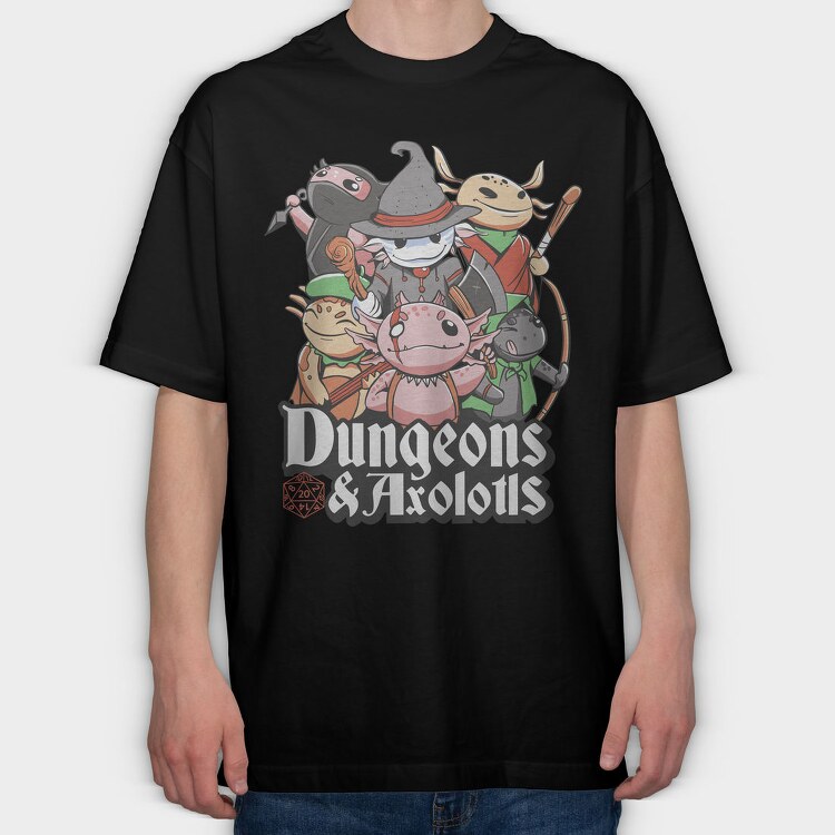 Dungeons And Axolotls Dungeon, Tricou Oversize Barbati (Unisex)