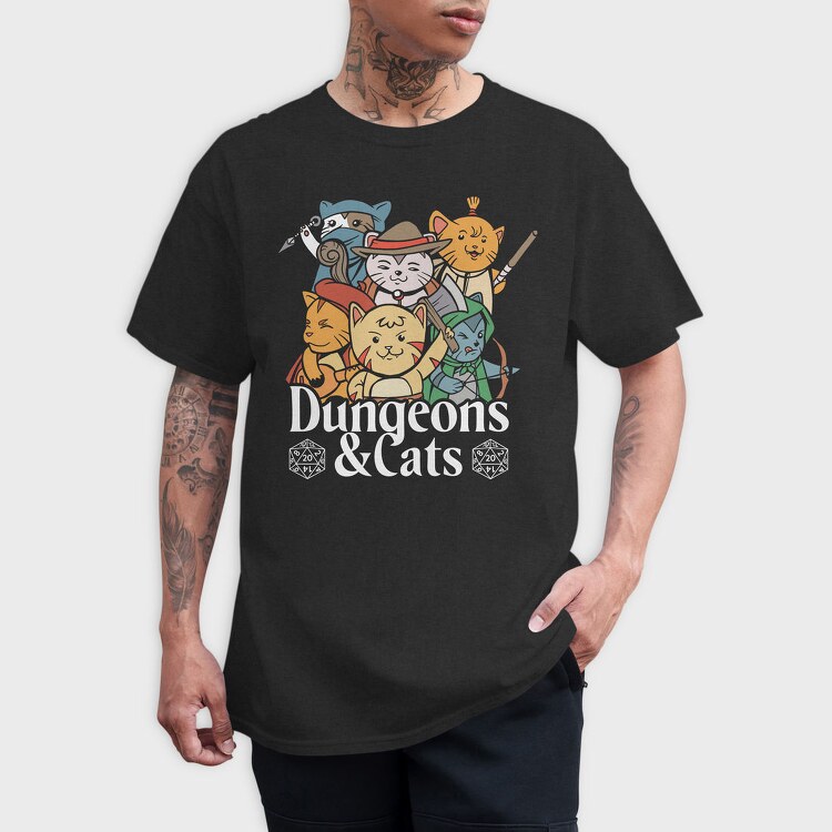 Dungeons And Cats, Tricou Barbati (Unisex)