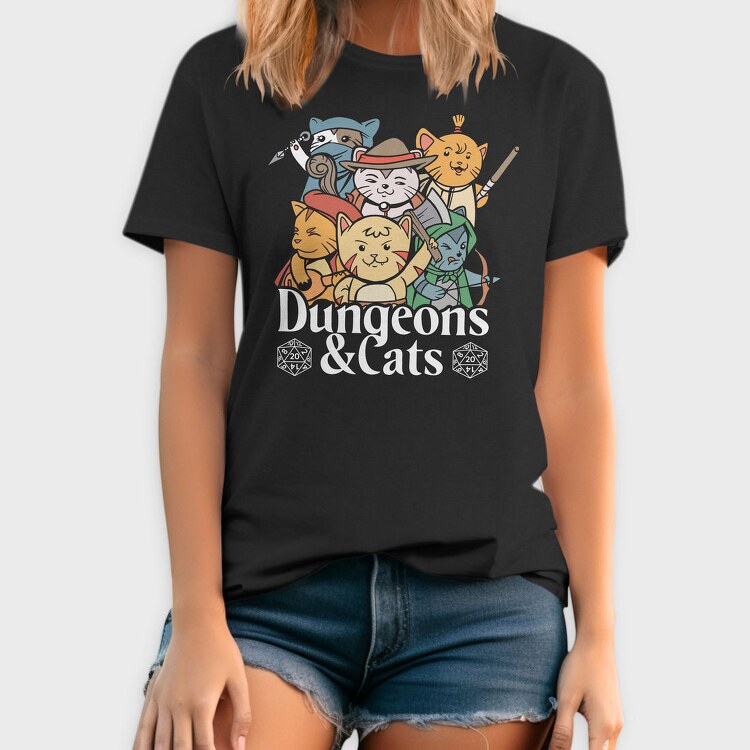 Dungeons And Cats, Tricou Barbati (Unisex)