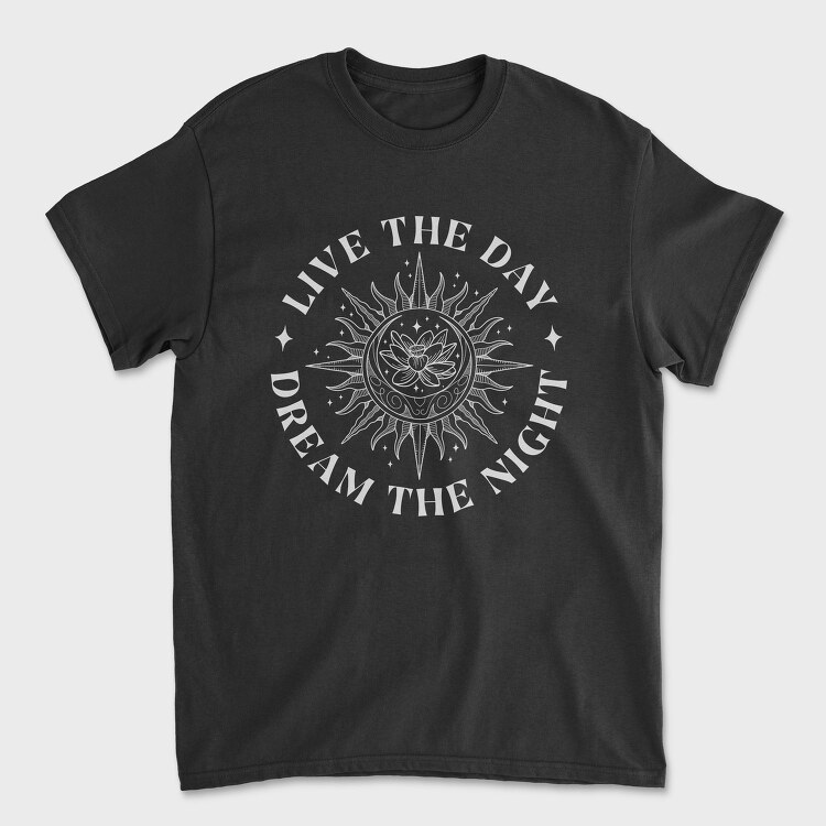Lotus Flower Moon And Sun Line Art, Tricou Barbati (Unisex)