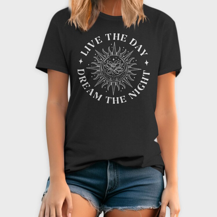 Lotus Flower Moon And Sun Line Art, Tricou Barbati (Unisex)