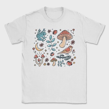 Forest Elements Mushroom Bird Frog, Tricou Barbati (Unisex)