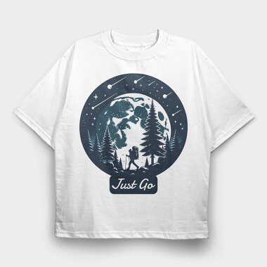 Forest Night Hike Hiking Moon, Tricou Oversize Barbati (Unisex)