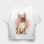 French Bulldog (2), Tricou Oversize Barbati (Unisex)