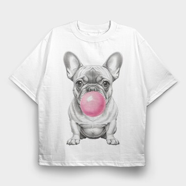 French Bulldog Bubblegum, Tricou Oversize Barbati (Unisex)