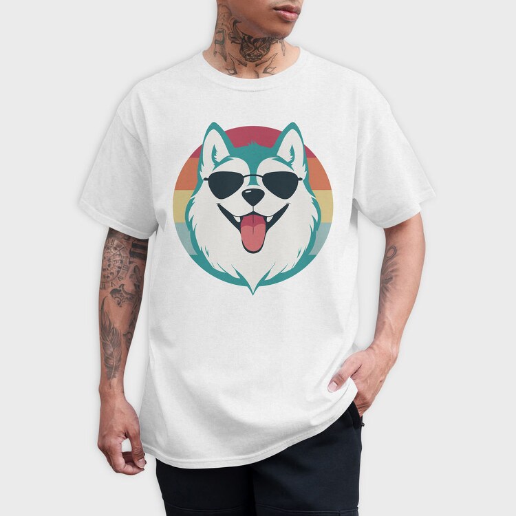 Cool Husky With Sunglasses Face, Tricou Barbati (Unisex)