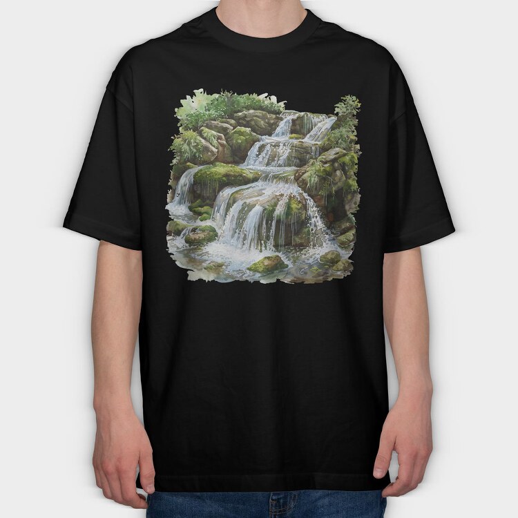 Waterfall Stream Forest, Tricou Oversize Barbati (Unisex)