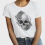 Skull With Rose Flowers, Tricou Femei