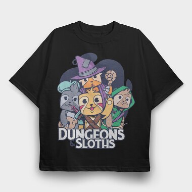 Dungeons Sloths, Tricou Oversize Barbati (Unisex)