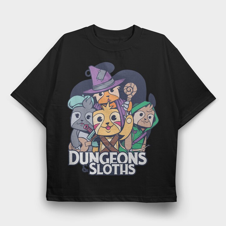 Dungeons Sloths, Tricou Oversize Barbati (Unisex)