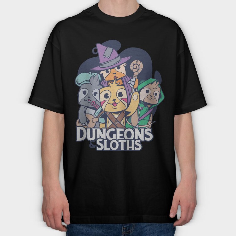 Dungeons Sloths, Tricou Oversize Barbati (Unisex)