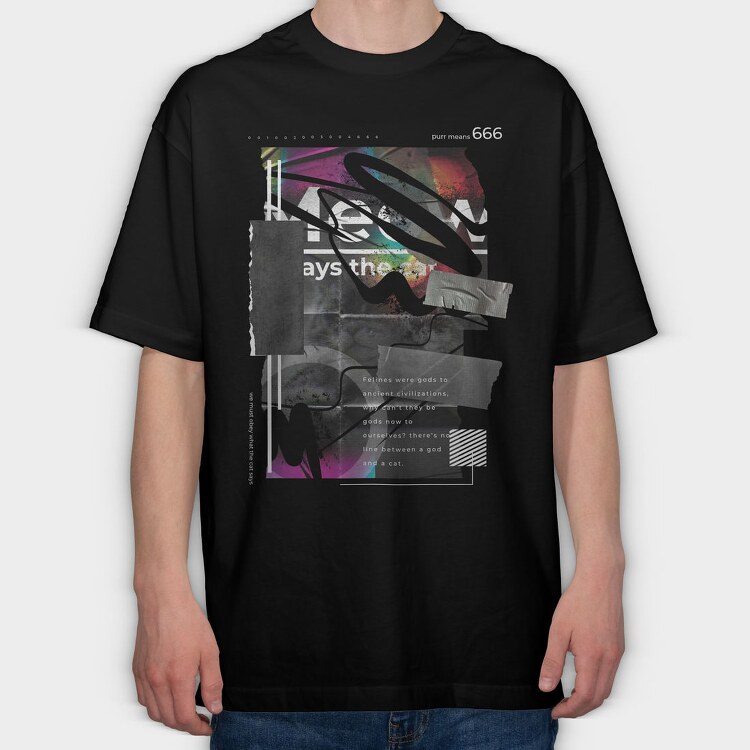 Iridiscent Cat, Tricou Oversize Barbati (Unisex)