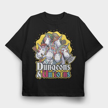 Dungeons Unicorns, Tricou Oversize Barbati (Unisex)