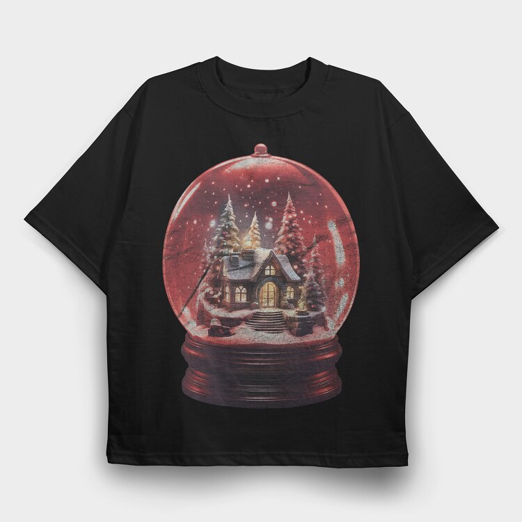 Snow Globe Christmas Snowball, Tricou Oversize Barbati (Unisex)