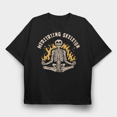 Cool Meditating Skeleton Skelleton, Tricou Oversize Barbati (Unisex)