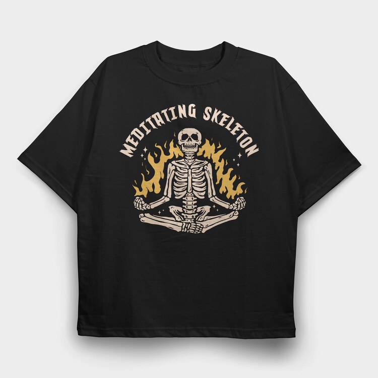 Cool Meditating Skeleton Skelleton, Tricou Oversize Barbati (Unisex)