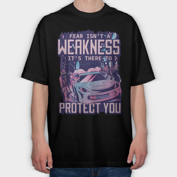 Cyberpunk Car With Zombies, Tricou Oversize Barbati (Unisex)