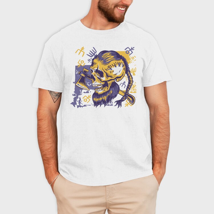 Duotone Viking Skull Mug, Tricou Barbati (Unisex)