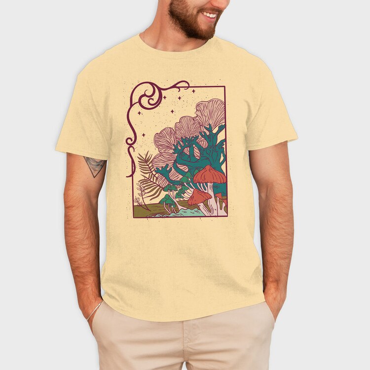 Cool Mushrooms Illustration, Tricou Barbati (Unisex)
